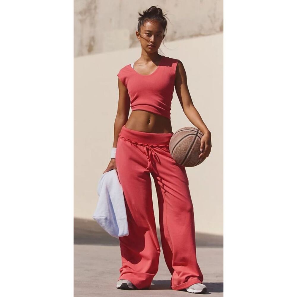 FREE PEOPLE SET ME FREE SET VICTORY RED NWT SIZE XL COTTON BLEND CO-ORD